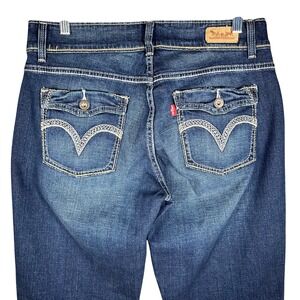 Levis 529 Curvy Bootcut Womens 29 Dark Wash Double Button Flap Pocket Jeans